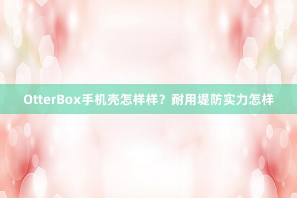 OtterBox手机壳怎样样？耐用堤防实力怎样